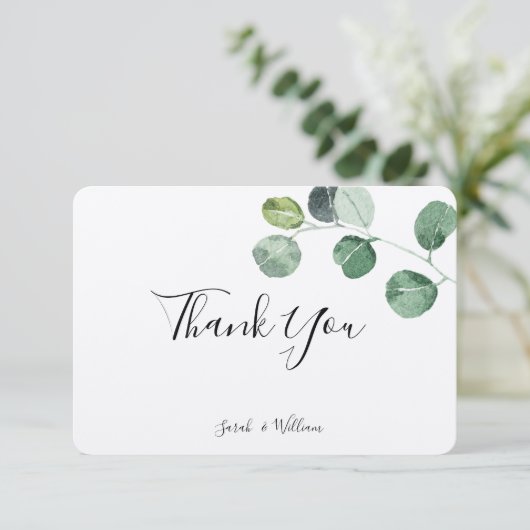 Green Eucalyptus - Hartelijk dank Bedankkaart (Staand voorkant)