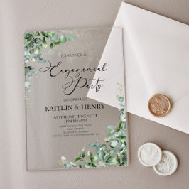 Green Eucalyptus Leaves Botanical Engagement Party Acryl Uitnodigingen