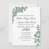 Green Eucalyptus Leaves Wedding Kaart (Voorkant)