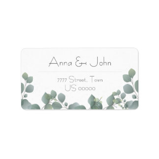 Green Eucalyptus Modern Floral Adres Etiket