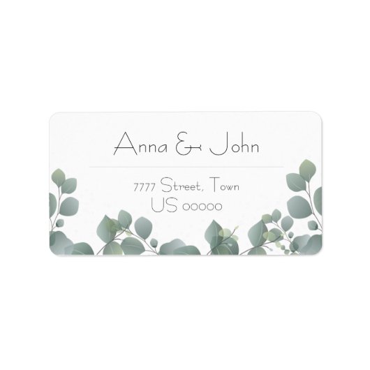 Green Eucalyptus Modern Floral Adres Etiket (Voorkant)