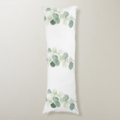 Green Eucalyptus Pastel Leaves Duvet Cover Lichaamskussen (Voorkant Verticaal)