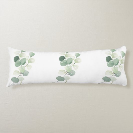 Green Eucalyptus Pastel Leaves Duvet Cover Lichaamskussen (Voorkant)