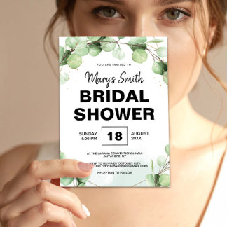 Green Eucalyptus Rustic Boho Elegant Bridal Shower Kaart