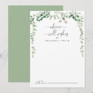 Green Eucalyptus Wedding Well Wishes Advice Kaart