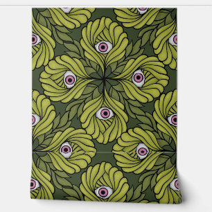 Green Eye Bloem Spooky Halloween Fantasy Kunst Behang
