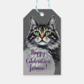 Green Eye Cat Cadeaulabel (Voorkant)