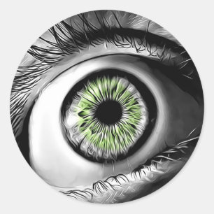 Green Eye Enge Halloween Stickers