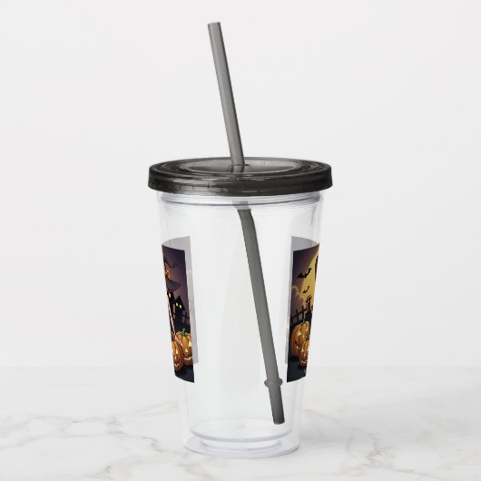 Green Eye Halloween Witch voor Jack-O-Lantern Acryl Drinkbeker (Links)