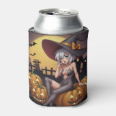 Green Eye Halloween Witch voor Jack-O-Lantern Blikjeskoeler (Blikje Voorkant)