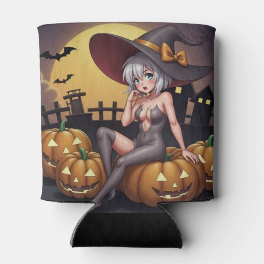 Green Eye Halloween Witch voor Jack-O-Lantern Blikjeskoeler (Achterkant)