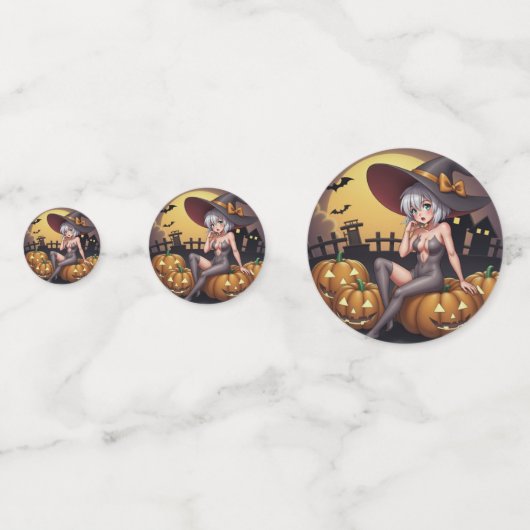 Green Eye Halloween Witch voor Jack-O-Lantern Confetti (Voorkanten)