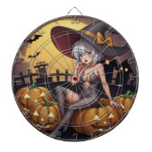 Green Eye Halloween Witch voor Jack-O-Lantern Dartbord (Voorkant)