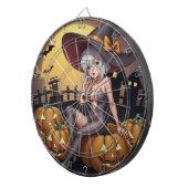 Green Eye Halloween Witch voor Jack-O-Lantern Dartbord (Voorkant Rechts)