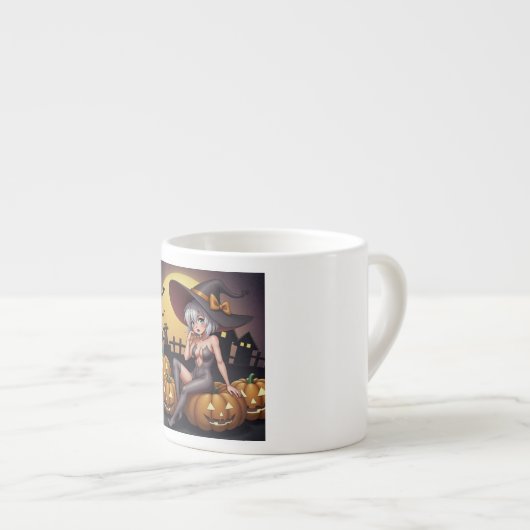 Green Eye Halloween Witch voor Jack-O-Lantern Espresso Kop (Voorkant rechts)