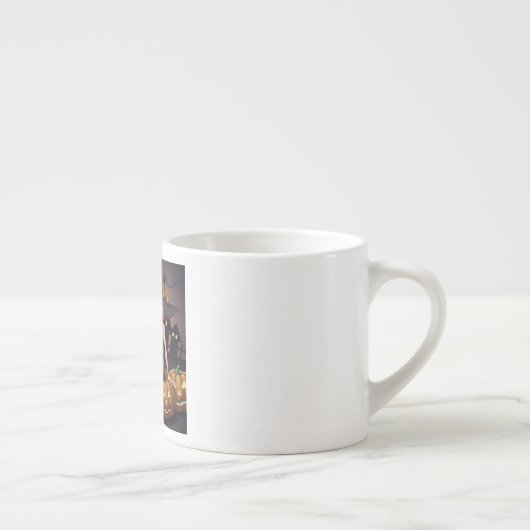 Green Eye Halloween Witch voor Jack-O-Lantern Espresso Kop (Rechts)