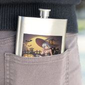 Green Eye Halloween Witch voor Jack-O-Lantern Flacon (Voorbeeld)