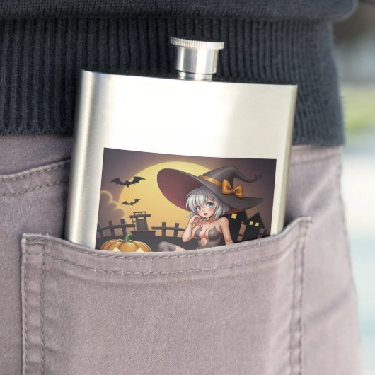 Green Eye Halloween Witch voor Jack-O-Lantern Flacon (Voorbeeld)