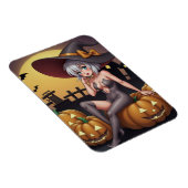 Green Eye Halloween Witch voor Jack-O-Lantern Magneet (Rechterzijde)