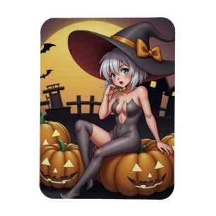 Green Eye Halloween Witch voor Jack-O-Lantern Magneet