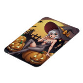 Green Eye Halloween Witch voor Jack-O-Lantern Magneet (Linkerzijde)