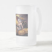 Green Eye Halloween Witch voor Jack-O-Lantern Matglas Bierpul (Voorkant rechts)