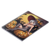 Green Eye Halloween Witch voor Jack-O-Lantern Notitieboek (Linkerzijde)