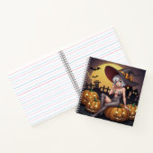 Green Eye Halloween Witch voor Jack-O-Lantern Notitieboek (Binnen)
