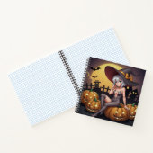 Green Eye Halloween Witch voor Jack-O-Lantern Notitieboek (Binnen)