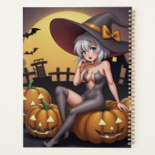 Green Eye Halloween Witch voor Jack-O-Lantern Planner (Achterkant)