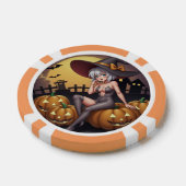 Green Eye Halloween Witch voor Jack-O-Lantern Poker Chips (Enkel)