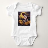 Green Eye Halloween Witch voor Jack-O-Lantern Romper (Voorkant)