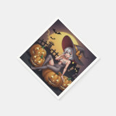 Green Eye Halloween Witch voor Jack-O-Lantern Servet (Hoek)