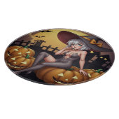 Green Eye Halloween Witch voor Jack-O-Lantern Snijplank (Hoek)