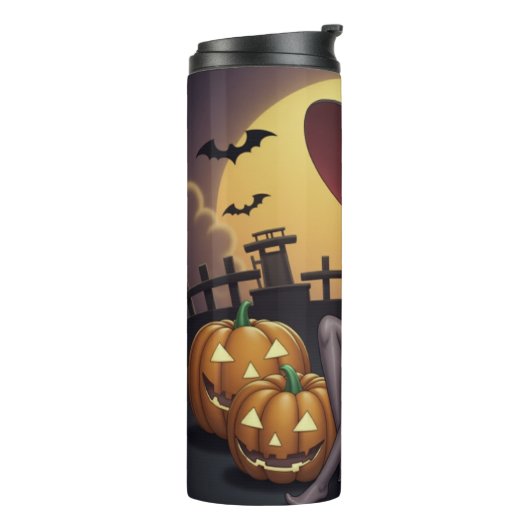 Green Eye Halloween Witch voor Jack-O-Lantern Thermosbeker (Gedraaid links)