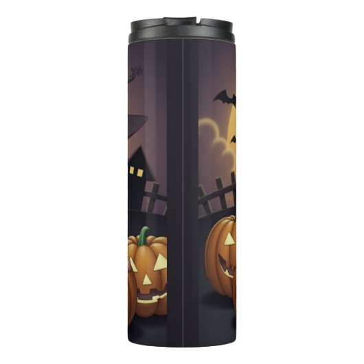 Green Eye Halloween Witch voor Jack-O-Lantern Thermosbeker (Achterkant)