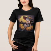 Green Eye Halloween Witch voor Jack-O-Lantern Tri-Blend Shirt (Voorkant)