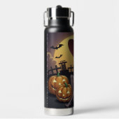 Green Eye Halloween Witch voor Jack-O-Lantern Waterfles (Voorkant)