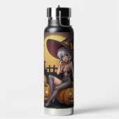 Green Eye Halloween Witch voor Jack-O-Lantern Waterfles (Links)