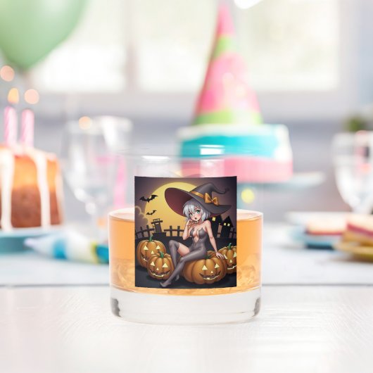 Green Eye Halloween Witch voor Jack-O-Lantern Whisky Glas (Insitu (Verjaardag))