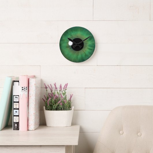 Green Eye Iris Eyeball Medium Custom Ronde Klok (Leeskamer)