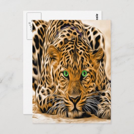 Green Eye Leopard Briefkaart (Voorkant / Achterkant)
