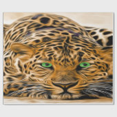 Green Eye Leopard name Fred Cadeaupapier (Vlak)