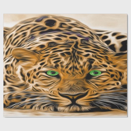 Green Eye Leopard name Fred Cadeaupapier (Vlak)