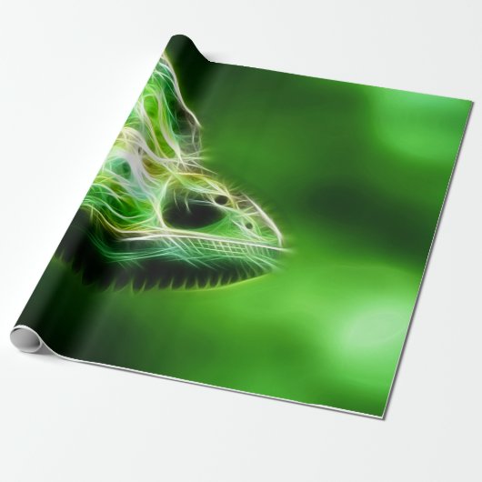 Green Eye Lime Green Lizard Cadeaupapier (Uitgerold)