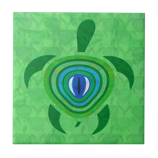 Green Eye Turtle Tegeltje (Voorkant)