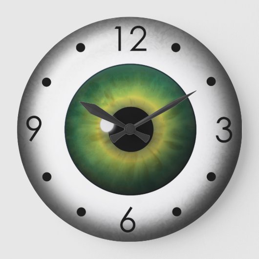 Green Eyeball Iris Eye Custom Large Round Clock Grote Klok (Voorkant)