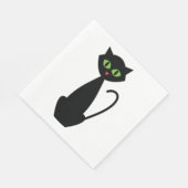 Green Eyed Black Cat Napkins Servet (Hoek)