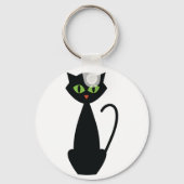Green Eyed Black Cat Sleutelhanger (Voorkant)