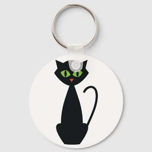 Green Eyed Black Cat Sleutelhanger (Voorkant)